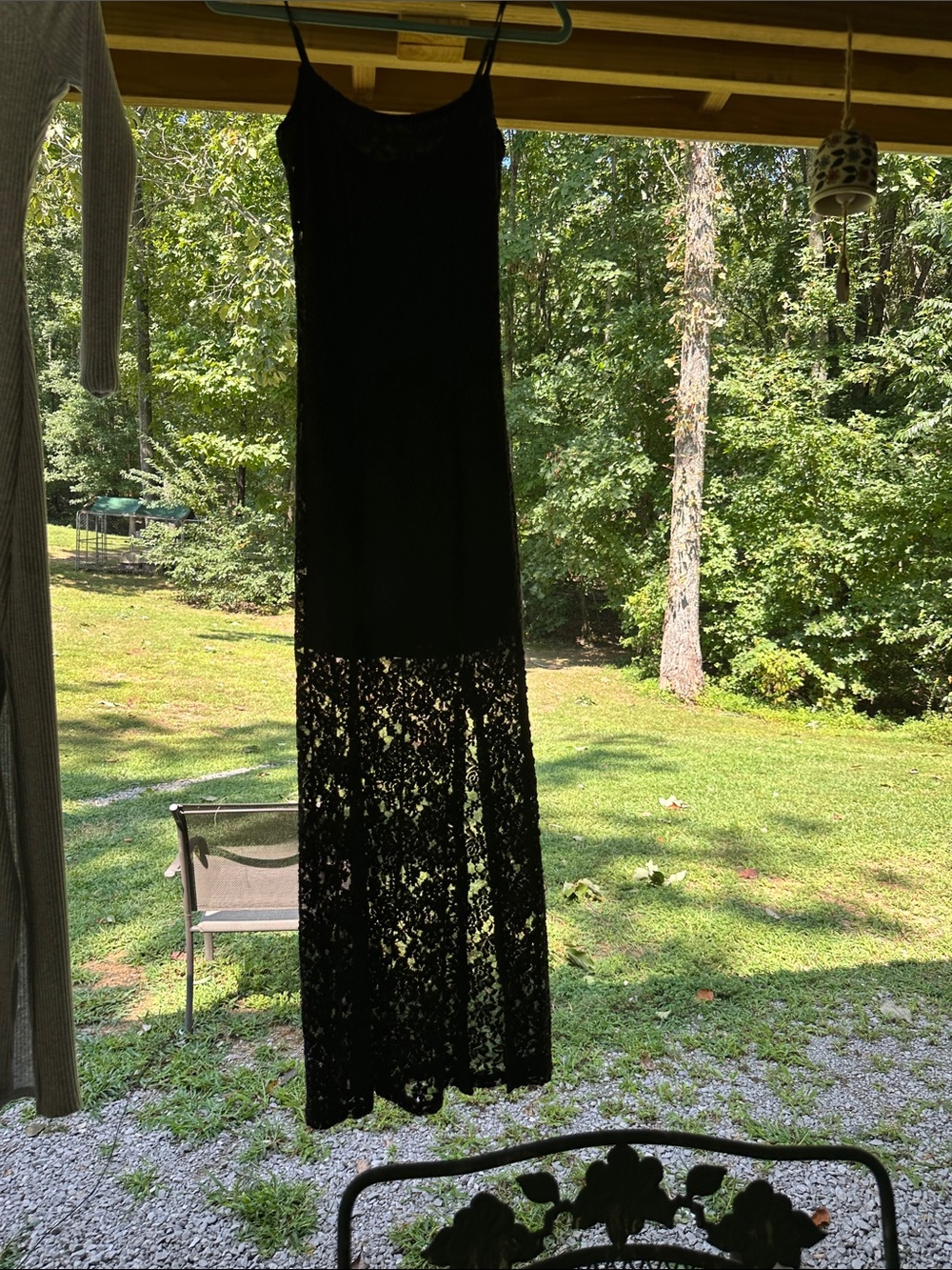 Black Lace Maxi Dress - Elegant Spaghetti Strap Evening Dress adjustable straps